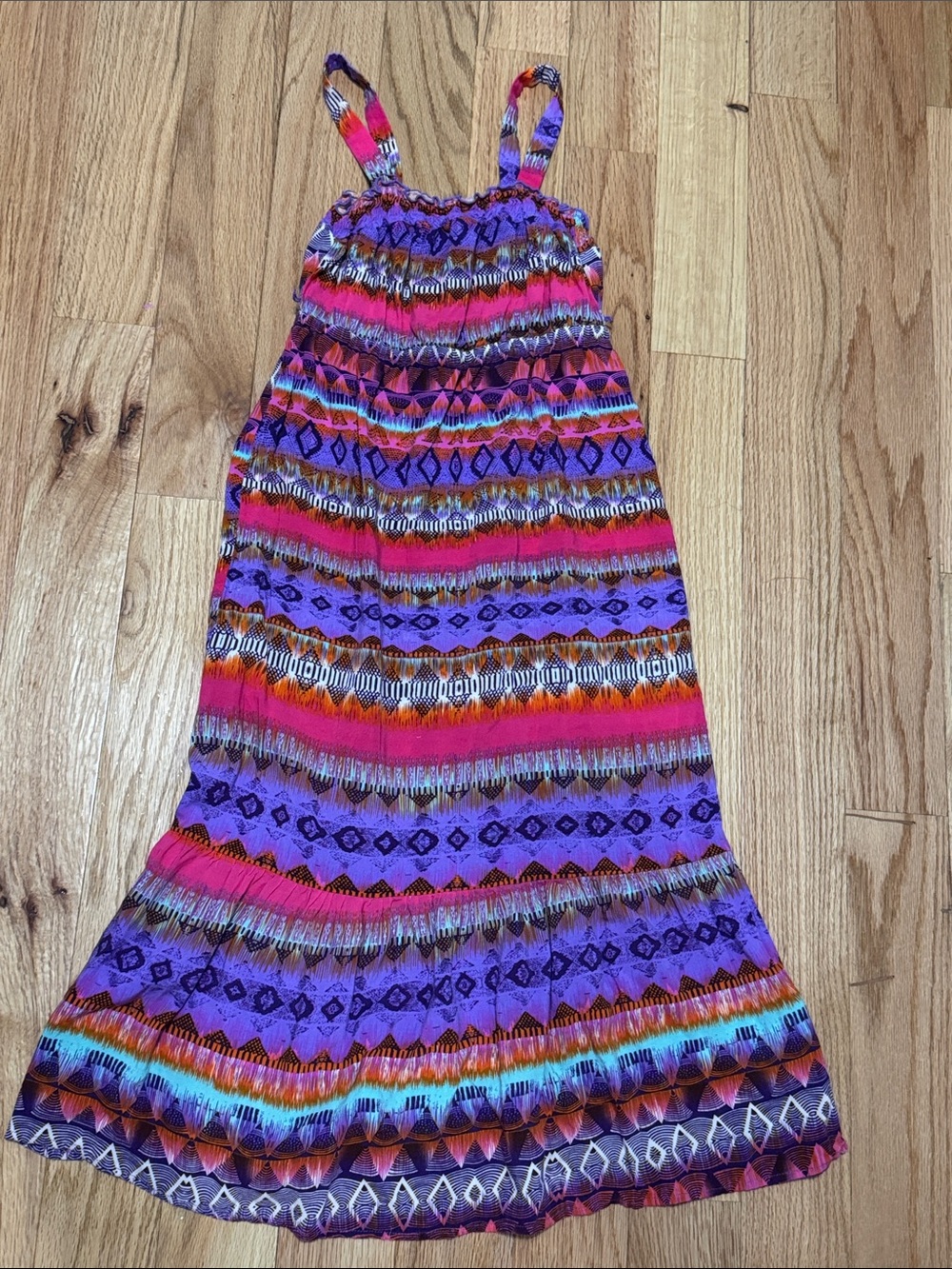 Girls' Purple & Pink Printed Maxi Dress - Unbranded